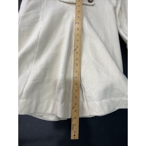 Lands End Peacoat Womens 2 Cream Wool Blend Midi Winter Coat Single Breasted - Picture 10 of 10